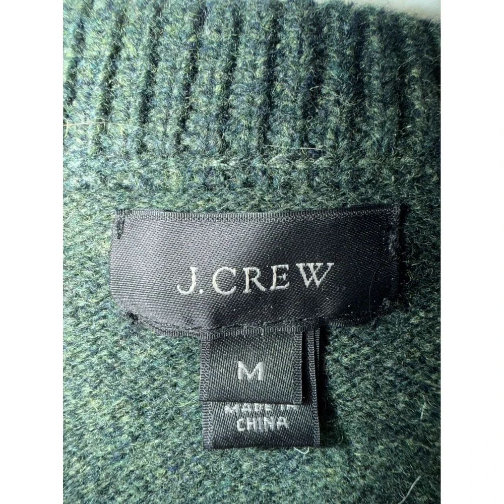 J. Crew Mens Hunter Green 100% Lambswool Crewneck Sweater Size M 07939 HO14